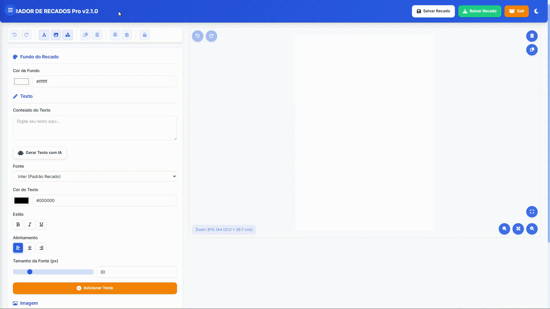 Demonstração do editor criativo